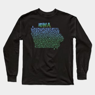 Iowa State Outline Maze & Labyrinth Long Sleeve T-Shirt